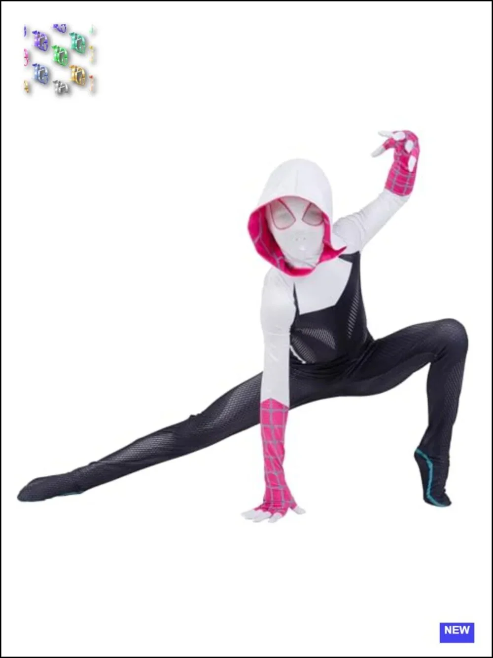 Marvel Spider-Gwen Youth Zentai Costume Hooded Spandex Jumpsuit with Mask